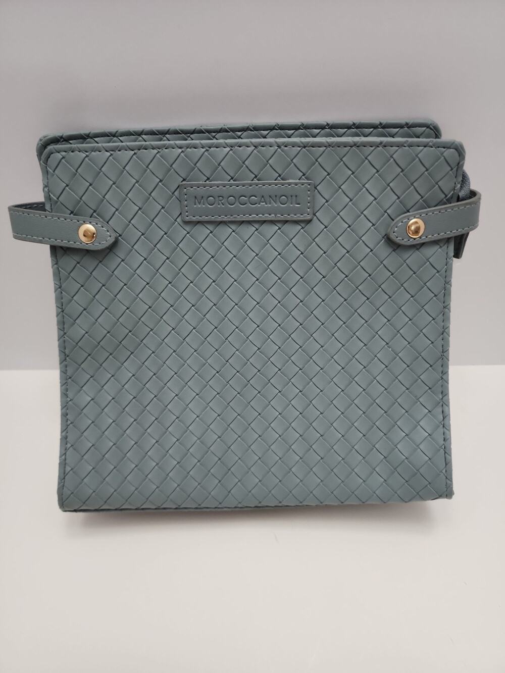 Moroccanoil Woven Blue Makeup Bag Cosmetic Pouch with Zipper